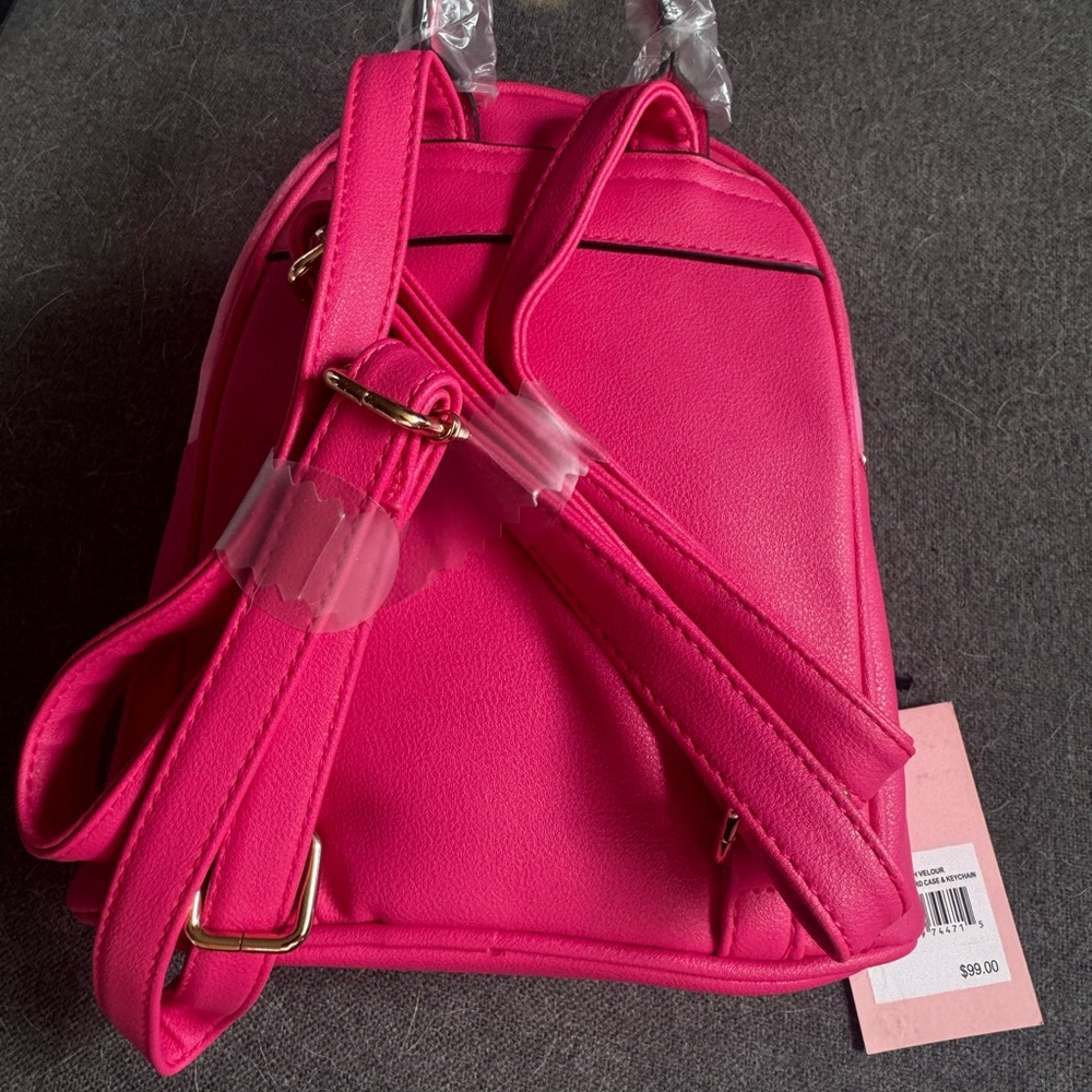 Juicy Couture Pink flash velour Backpack with Gold Accents NWT - Picture 2 of 6